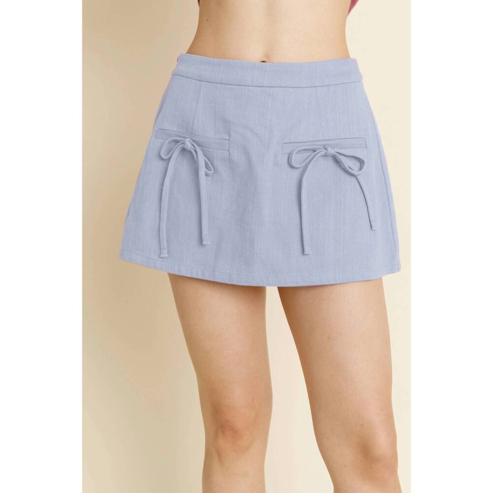 NEW AUREUM bow trim skort in blue